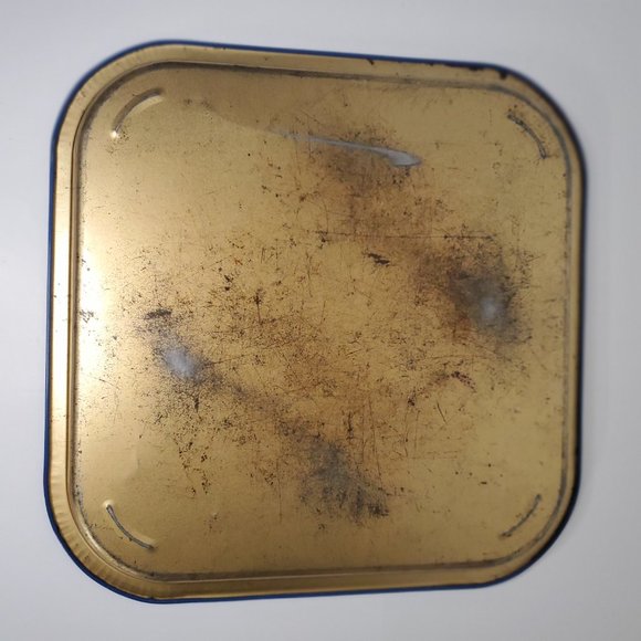 Blue and White White Horse Vintage Advertising Square Tin Serving Tray - Picture 3 of 5